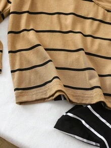 SHEIN Vintaside Kids 3pcs/Set Young BoyStriped T-Shirts, Autumn/Winter Undershirts - Multicolor - View 5