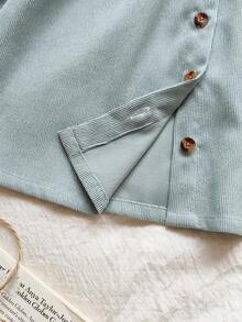 Vintaside Kids Váy hoa nhung kẻ chấm bi cho bé gái, phong cách đồng quê, thanh lịch và dễ thương, phù hợp cho mùa chuyển giao xuân, thu và đông - màu xanh lá - Xem 6