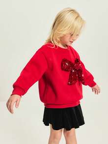 Leap Crew Mädchen Rotes Sweatshirt, geeignet für Kinderkasualmode, Schulanfang, Eröffnungszeremonie, Alltagskleidung, Schule, Reisen, Sport, Herbst/Winter, Neujahr, Weihnachten