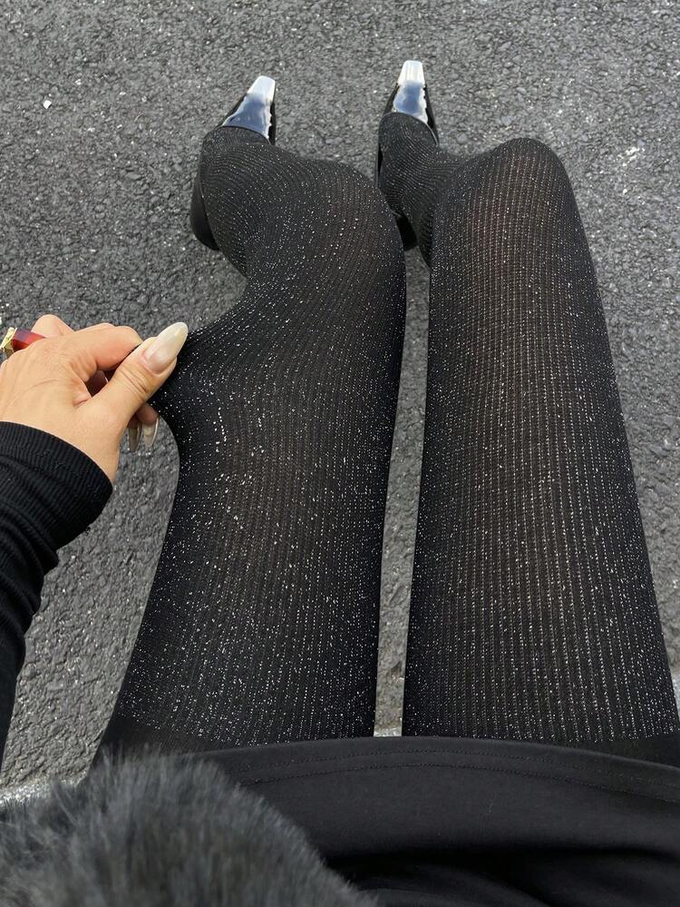 Women's Solid Color Elastic Waist Shiny Leggings