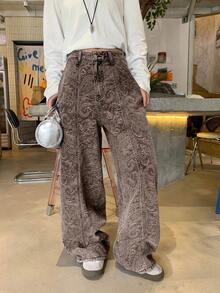 DAZY Women's Casual Korean Style Washed Loose Fit Cowboy Jeans - Camel - View 6