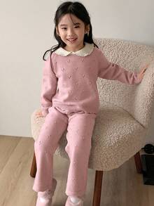 DAZY 女童针织毛衣套装，秋季 - 粉色 - 查看 2