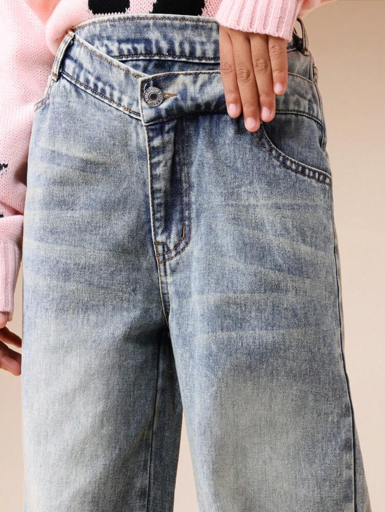 Wide Leg Vintage Wash Denim Jeans