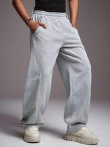 STYNVO 男士休闲纯色运动裤，适合秋冬季穿着 - 灰色 - 查看 6