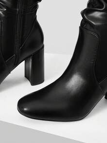 MOTF NEW EUROPEAN & AMERICAN FASHION FAUX FUR STILETTO HIGH HEEL MID-CALF/KNEE-HIGH BOOTS FOR WOMEN FOR CHRISTMAS - Black - View 6