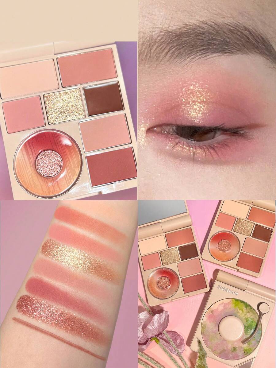 SHEGLAM Vinyl Pop Color Palette-Rose Sonata 9-Color Shimmer Matte Eyeshadow Palette Rose Pearlescent Shimmer Evenly Pigmented  Smooth  Blendable Eyeshadow Pink Brand Beauty Makeup Face Paint Cosmetic For Women Girls Perfect For Fall Winter Ideal For Y2K Fancy Fashion Suitable For Birthday Christmas Present Party Ready Best Color