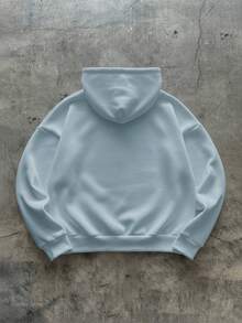 AXEPEAK 男士针织休闲宽松长袖连帽衫，适合秋冬 - 藍色 - 查看 2