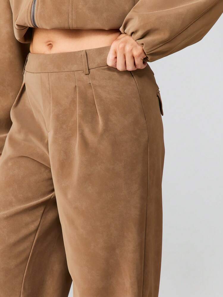 MISSGUIDED Pantaloni palazzo a vita alta con gamba ampia e dettaglio plissettato sul davanti per la moda autunnale