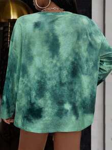 Flirla Plus Size Letter & Graphic Print Round Neck Casual Long Sleeve T-Shirt Graphic Tees Women Tops For Spring Vacation - Multicolor - View 2