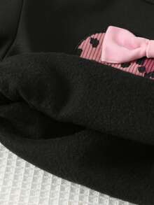 Cozy Pixies 2pcs Baby Girl Leopard Print Bow Knit Soft Crew Neck Long Sleeve Sweatshirt And Elastic Waist Pants Set, Thermal Lined Warm Sweatsuit, Leopard Print Sweatshirt Toddler Cute Outfit Cheetah Outfit Baby Baby Leopard Outfit Tt Graphic Toddler Cute Outfit Baby Casual Outfit Tt Graphic Toddler Outfit - Black - View 8