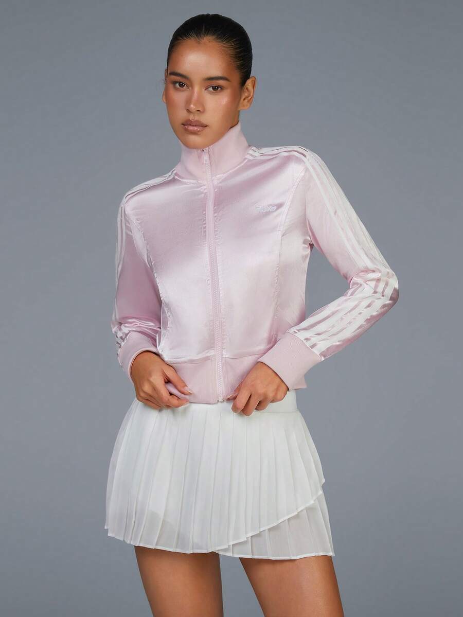 Fluxe 女式侧条纹长袖拉链休闲夹克 - 粉色 - 查看 1