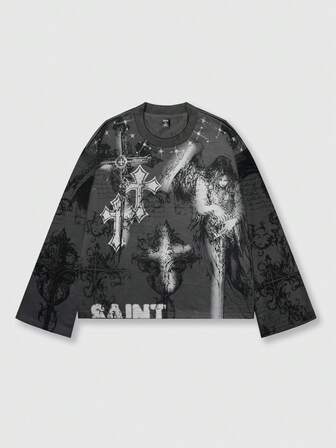 Goth Felpa con grafica da uomo, adatta per uso quotidiano, primavera/estate