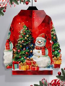 Manfinity Homme Men's Christmas Snowman Print Drawstring Hooded Sweatshirt Cozy Fall & Winter Styles  Christmas Women Tops Christmas Women Shirts  Christmas Outfits  Christmas Men Shirt  Christmas Gifts  Men Hoodies  Men Gifts Mens Hoodies Graphic - Multicolor - View 2