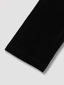 Lyxana Fashionable Personalized Party Corduroy & Contrast Lace Draped Neck Maxi Dress - Black - View 5