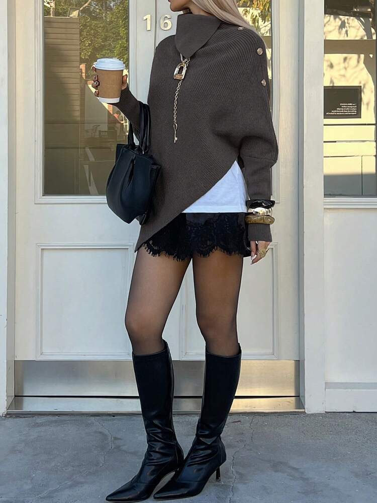 Women's Solid Color Minimalist Long Sleeve Sweater, Everyday Wear