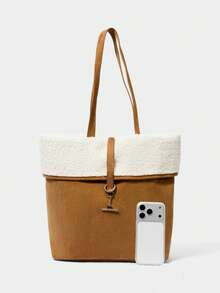 SHECARRY 女士棕色休闲通勤手提包 - 駝色 - 查看 5