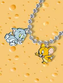 TOM & JERRY X SHEIN 1件 时尚可爱卡通串珠手链 - 銀色 - 查看 2