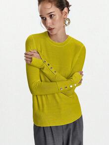 Lumivelle 百搭圆领休闲百搭长袖针织汗衫 - 綠色 - 查看 4