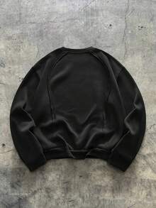 AXEPEAK Sudadera casual de cuello redondo de manga larga con estampado geométrico para hombre - Negro - Ver 2