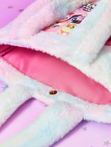 My Little Pony X SHEIN 1個可愛卡通角色紮染印花絨毛大容量便攜托特包，可肩背，可裝筆記型電腦，適合上學、通勤、休閒使用，適合女性、學生，暮光閃閃、彩虹衝刺、粉紅派、粉紅派、蘋果傑克、柔柔、友誼、禮物靈感 - 彩色 - 查看 6