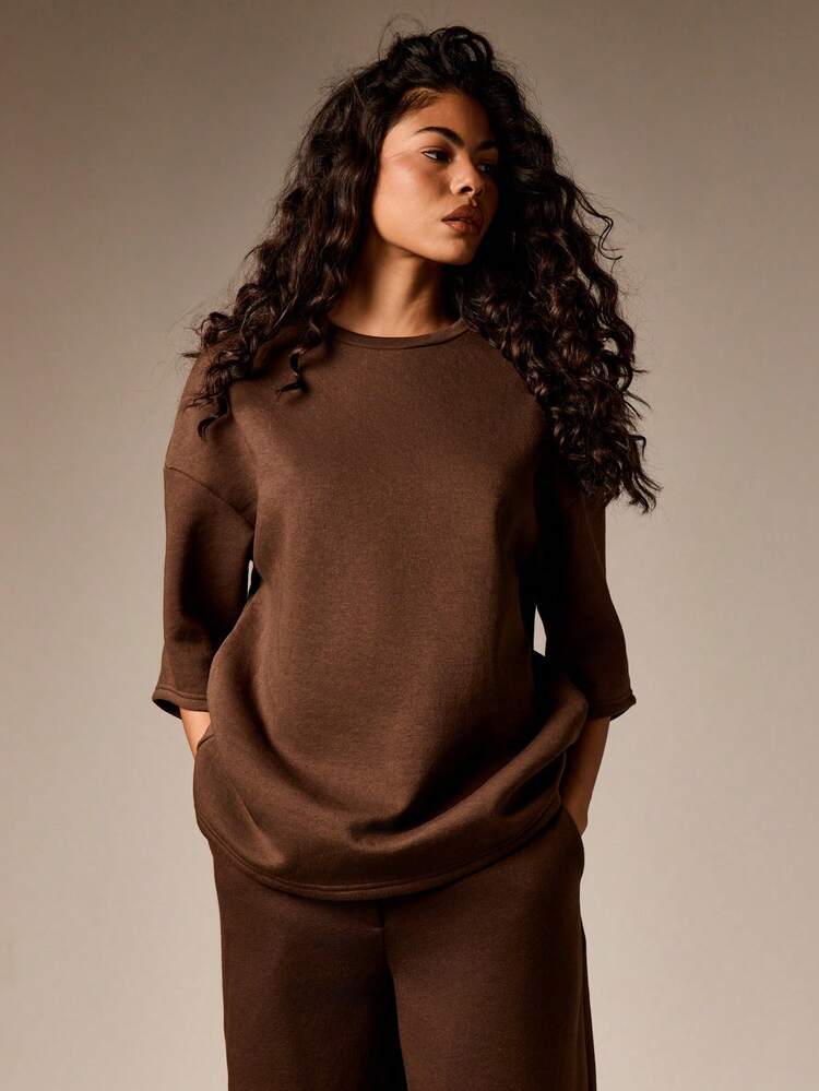 Oversized Sweatshirt With Three Quarter Sleeves
