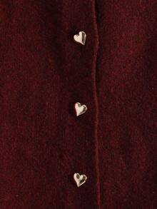 Modelyn 女士纯色优雅心形纽扣单排扣针织开衫和针织迷你裙套装