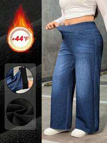 Flexra Plus Size Soft Medium Wash Elastic Jeans - Dark Wash - View 1
