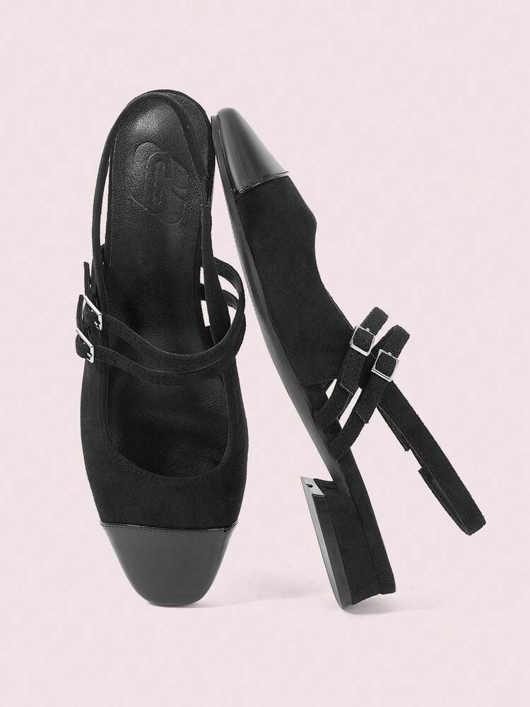 CUCCOO DOLLMOD Fashion Black Mary Jane Simple Strap Flats, Suitable For Commute, Date, Party, Holiday