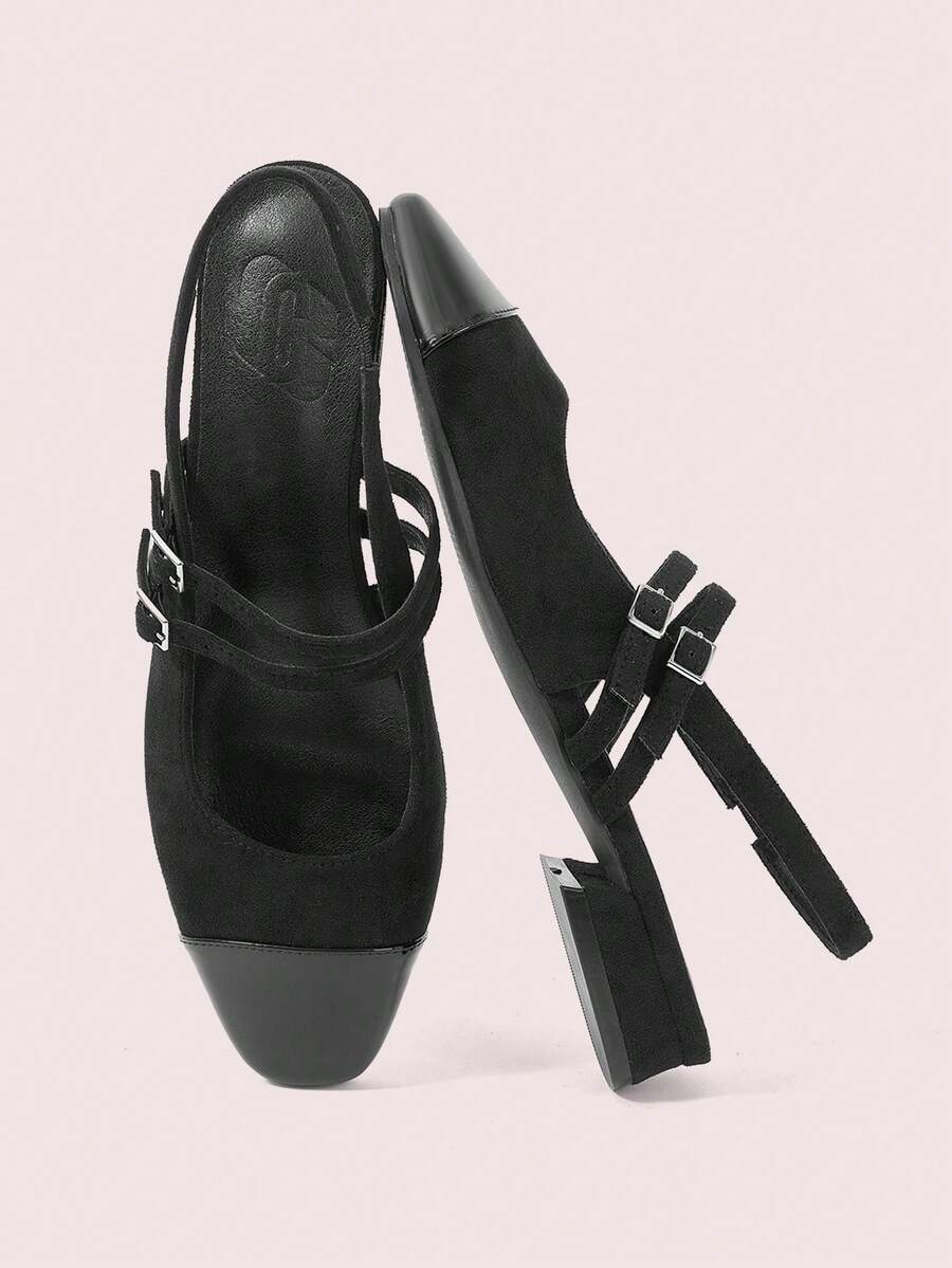 CUCCOO DOLLMOD Fashion Black Mary Jane Simple Strap Flats, Suitable For Commute, Date, Party, Holiday - Black - View 1