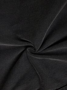 Elaquor Plus Size Women Long Sleeve Single-Breasted Ruffle Patchwork Casual Denim Dress - Black - View 8