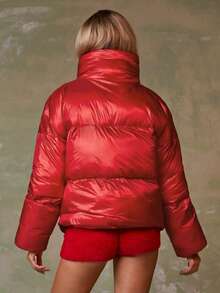 Athîral New Winter Windproof, Glossy, Thickened Down Jacket For Women; Women's Winter Coat; Red Down Jacket; Suitable For Skiing And Outdoor Activities; Quilted Down Jacket; Warm Winter Down Coat.