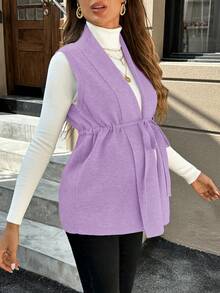 SHEIN 休闲纯色抽绳系带孕妇毛衣背心