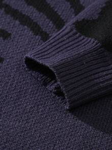 GALLERY FADE Cárdigan casual de punto de una hilera con estampado de esqueleto de manga larga para hombre, otoño/invierno - Gris Oscuro - Ver 4