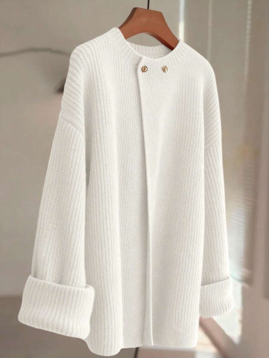 GlowEve New Stylish Cardigan For Women, European And American Chic, Versatile, Minimalist Fashion Knit Top - White - View 1