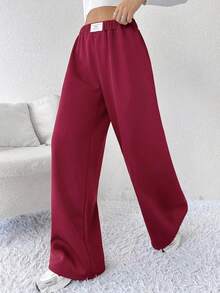 SHEIN EZwear بنطلون بوردو كاجوال دافئ مقاس كبير ذو ساق واسعة، بنطلون بوردو رياضي ذو قدم واسعة، ملابس شتوية للنساء، بنطلون عيد الميلاد، ملابس رأس السنة، بنطلون بوردو واسع الساق، بنطلون رياضي مريح، بنطلون رياضي مبطن حراريًا، خريف/شتاء، عيد الميلاد، رأس السنة، ، حفلة، زفاف، شاطئ، تخرج، أنيق، كاجوال، خروج، موعد، موعد، تنقل - عنابي اللون - مشاهدة 3