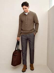Claim Dot Áo len dài tay nam màu trơn, kiểu dáng thường ngày, phong cách công sở, chất liệu cashmere, quần áo nam, áo polo nam cài nút màu nâu, áo polo nam màu nâu, áo thun nam màu nâu, áo sơ mi nam màu nâu, áo thun nam màu nâu, áo Henley màu nâu, áo cardigan nam màu nâu. - màu nâu - Xem 4
