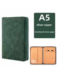 商务拉链笔记本 A5 活页本 学习用品 办公笔记本 多功能仿皮会议记录本 带卡槽和手机支架，学习用品，返校季 - A5 - 查看 12