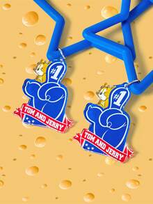 TOM & JERRY X SHEIN Boucles d'oreilles pendantes pour femmes - Bleu azur - Voir 2