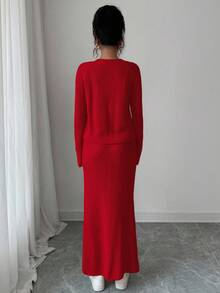 Elenzga 两件套女士休闲长袖上衣和迷你裙套装