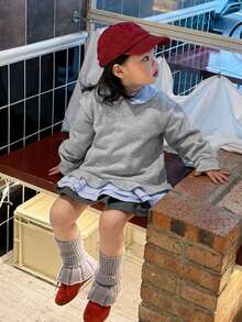 DAZY Toddler Girls' Contrast Color Ruffle Collar Long Sleeve Sweatshirt - Grey - View 5