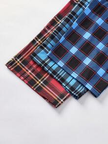 SHEIN 三条装青少年男童经典格子直筒休闲睡裤，春秋季穿着舒适 - 彩色 - 查看 4