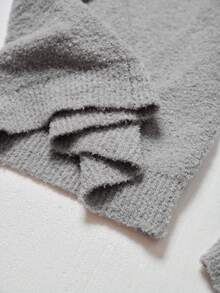 RONVEXI 男士长袖休闲纯色圆领毛衣，适合秋冬季节穿着，灰色男士针织衫，灰色连帽衫，男士羊绒灰色毛衣 - 灰色 - 查看 7