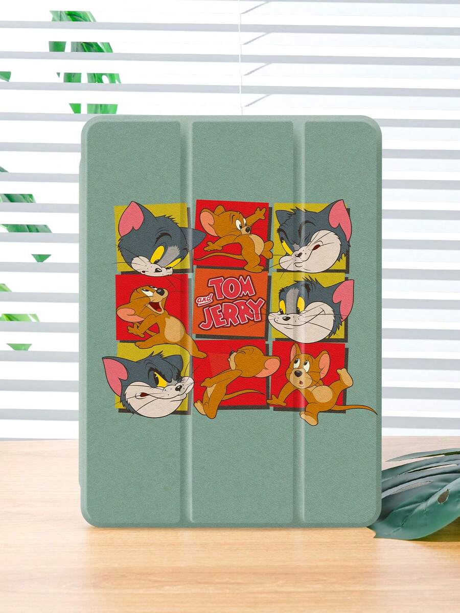 Tom and Jerry Artist x SHEIN 1 件装可爱创意卡通联名款,高端质感,简约全透明,柔软防摔硅胶保护套,带折叠支架,是送给女孩和学生的完美礼物。兼容 iPad 第十代/iPad 第七/八/九代(10.2 英寸)/iPad Air 5/Air 4(10.9 英寸)、iPad(A16)11 英寸第十一代(2025 年款)。 - 彩色 - 查看 1