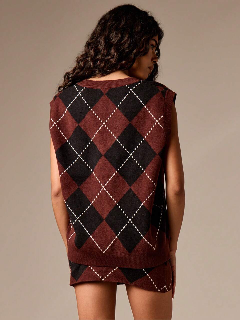 AiiRZ Argyle Sleeveless Sweater Vest With Diamond Pattern And Ribbed Trim For Fall Winter Layering