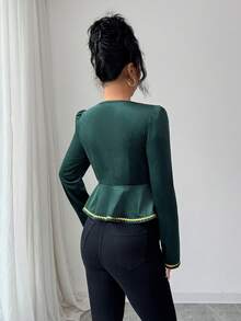 Selianne An Elegant And Stylish Autumn Shirt For Women's Knitted Work - Dark Green - View 2