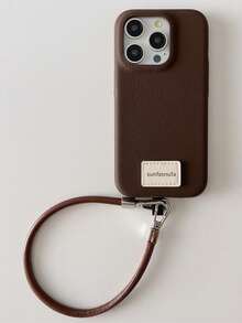 Korea PU Leather Bracelet Hanging Rope Phone Case Compatible With IPhone 17 Pro Max Air 16 15 13 14 12 Pro Max Plus 11 Stylish Soft Cover Litchi Texture Shockproof Back Cover - Multicolor - View 4