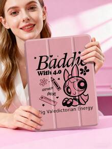 THE POWERPUFF GIRLS X SHEIN 可爱创意卡通花朵图案，高端质感，简约全透明，防震时尚平板电脑保护套，万圣节和圣诞节礼物，兼容三星 Galaxy Tab、iPad 10 代、iPad 7/8/9 代（10.2 英寸） - 彩色 - 查看 6