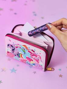 My Little Pony X SHEIN 1. Ví ngắn bằng da PU in hình nhân vật hoạt hình dễ thương, có khóa kéo, ngăn đựng đồ, đựng thẻ, phù hợp cho thanh thiếu niên và phụ nữ, Twilight Sparkle, Rainbow Dash, Pinkie Pie. Ý tưởng quà tặng. - Hồng - Xem 4