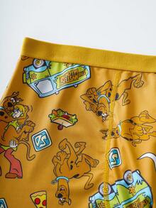 SCOOBY-DOO X SHEIN Quần lót boxer nam họa tiết hoạt hình thoải mái - màu nâu - Xem 5