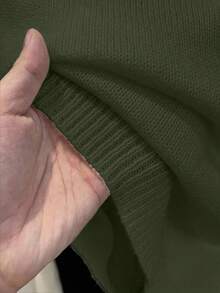 Franclia 2pcs Tea-Colored Outfit, Sweet Cropped Square Collar Knit Sweater & Wide Leg Knit Pants Set, Versatile Autumn Wear - Army Green - View 6